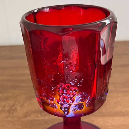 Vintage Westmoreland Paneled Grape Wine Glass AMBERINA Ruby Red 6”  TA9