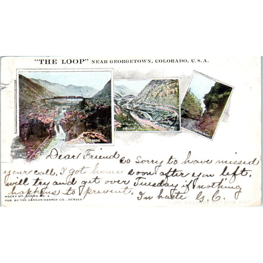 1905 The Loop Georgetown Colorado Original Postcard P1-11