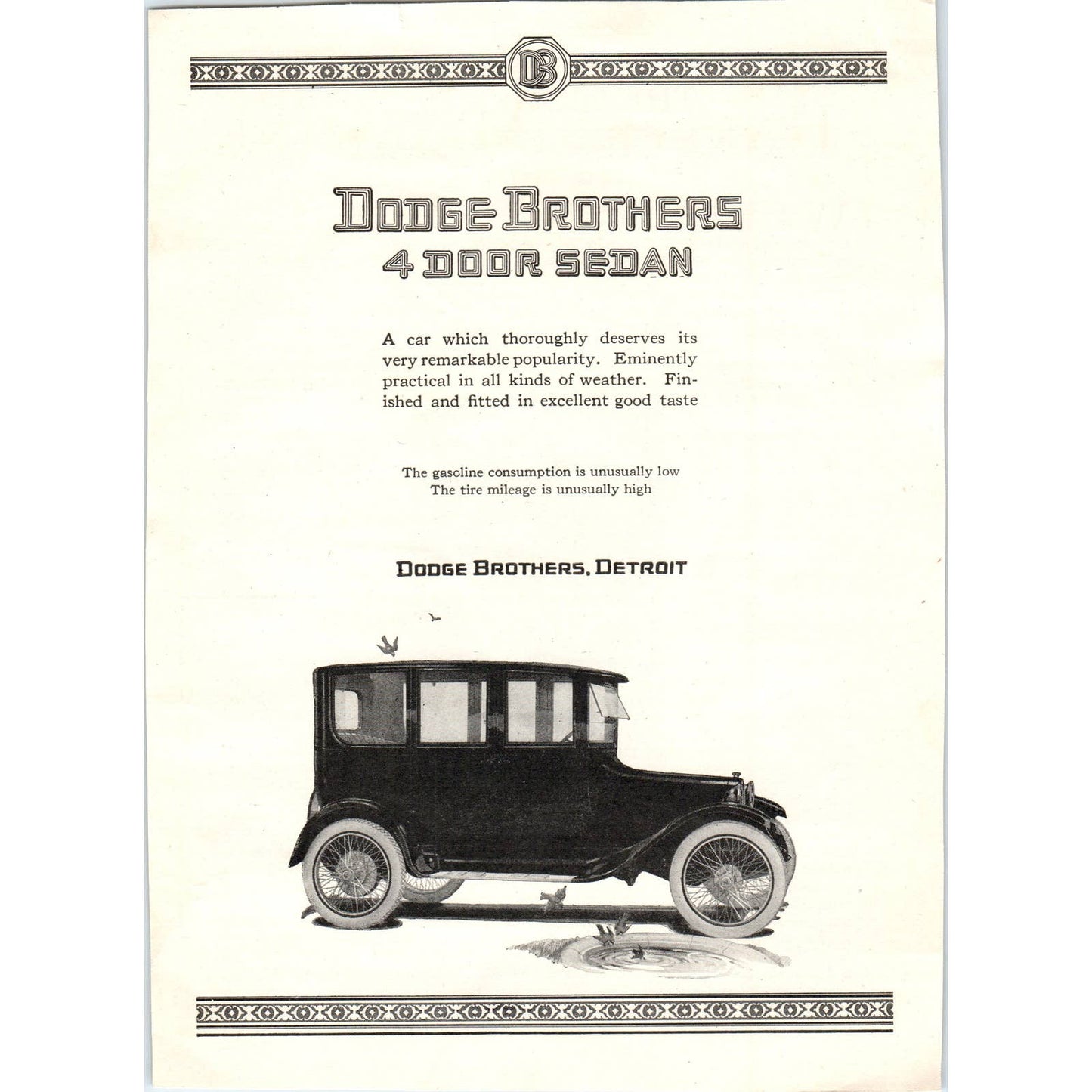 Dodge Brothers 4 Door Sedan Detroit Michigan - 1921 Original Ad TJ7-L