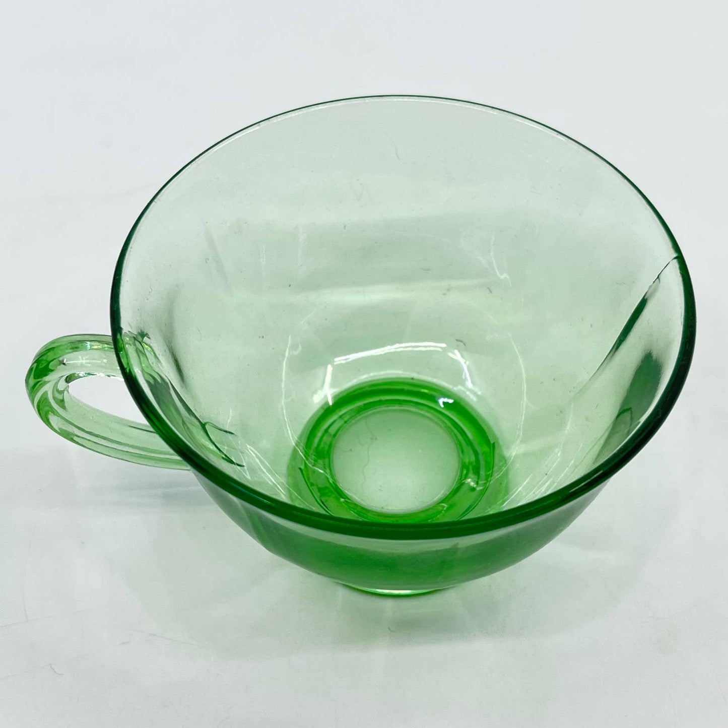 Vintage Fostoria Fairfax Green Depression Uranium Glass Cup TG7