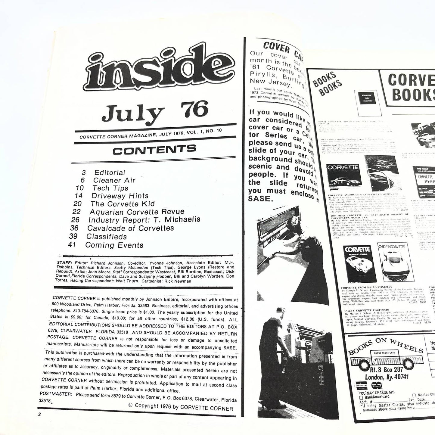 1976 July - Corvette Corner Magazine Aquarian Corvette Revue TG1