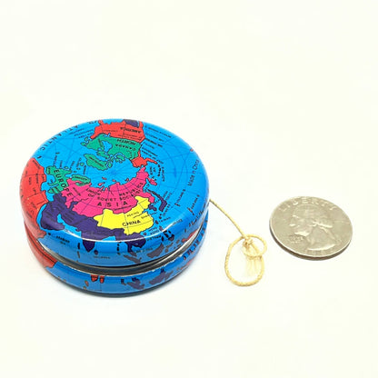 Vintage Tin Litho Globe World Map Yo Yo Toy Yoyo SD6