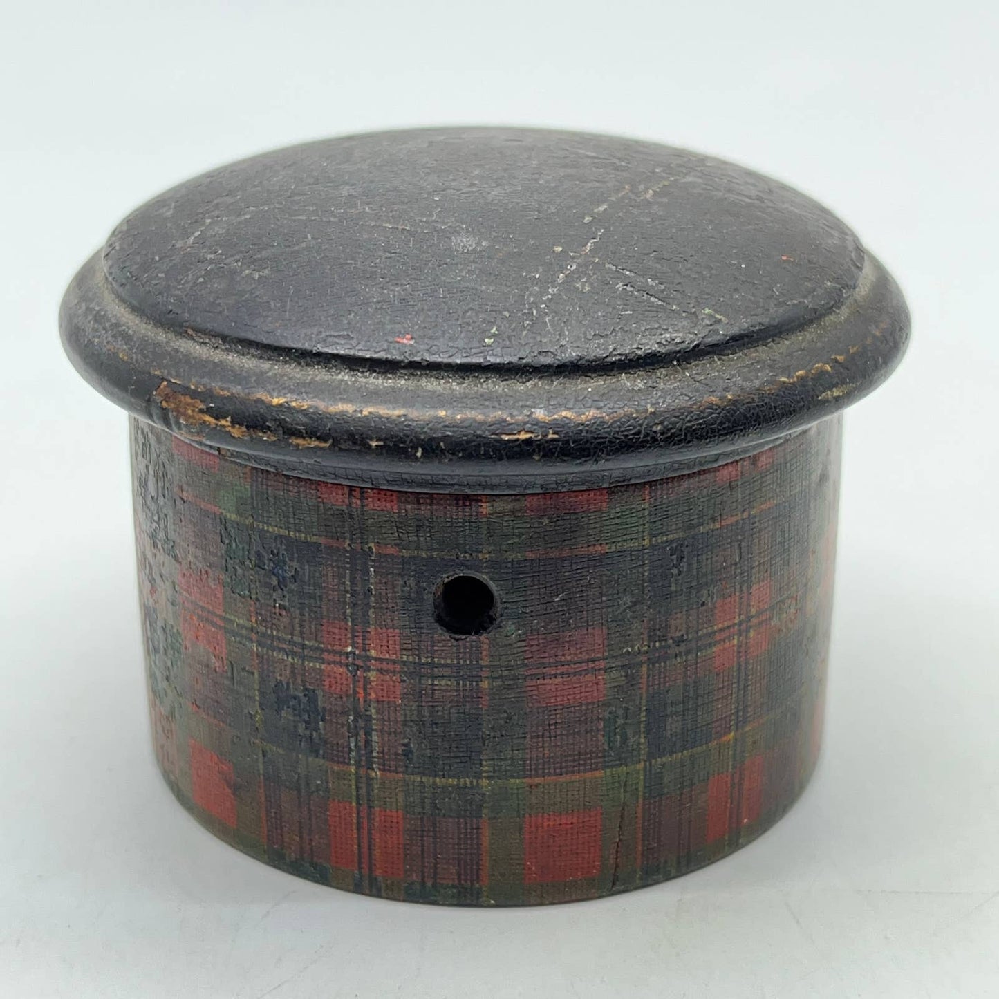 Antique Plaid Tartan Clark's O.N.T. ANTIQUE WOODEN THREAD BOX TD2