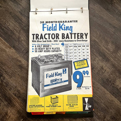 1960 Field King Tractor Battery Gambles 100 Retail Store Display Poster 13.5x20