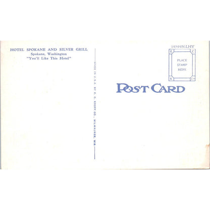 Antique Postcard The Lobby of Hotel Spokane, Spokane Washington TD9