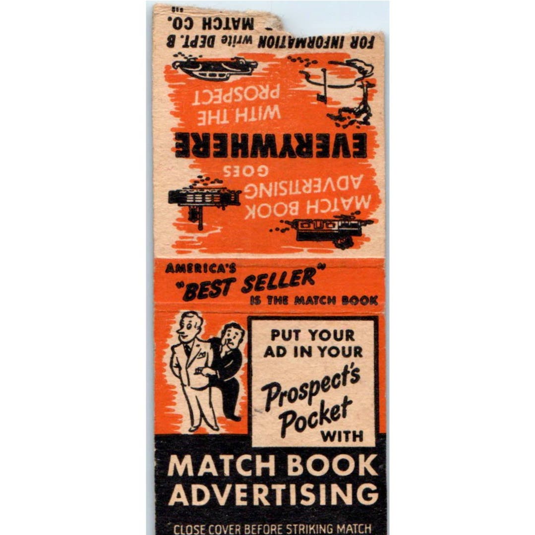 Matchbook Advertising Comic Illustration Advertising Matchbook Cover SA9-M1
