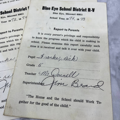 1971-75 Report Card Lot Nick Franke Blue Eye School District R-V MO EA4
