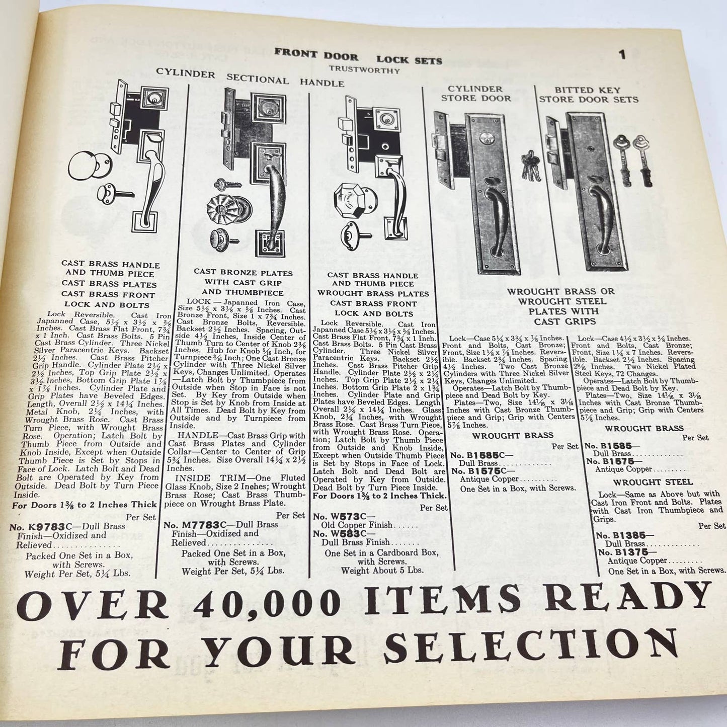 1920s Kauffman Bros. Wholesale Hardware Catalog Hardcover Over 40,000 Items TF8