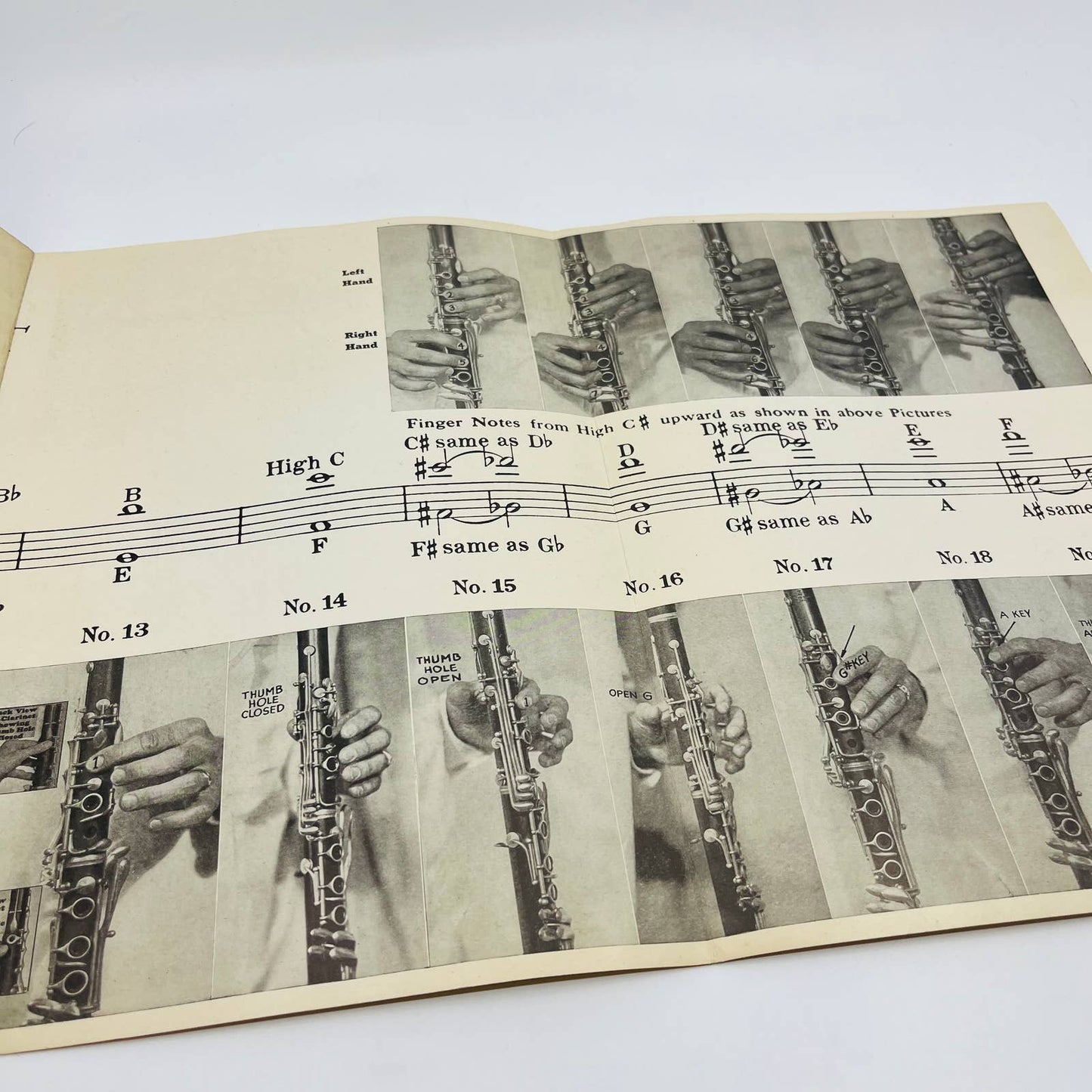 1936 Hetzel’s Photographic Fingering Chart for Clarinet Boehm System M1