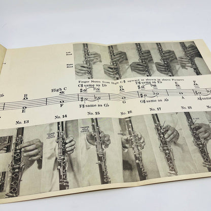 1936 Hetzel’s Photographic Fingering Chart for Clarinet Boehm System M1