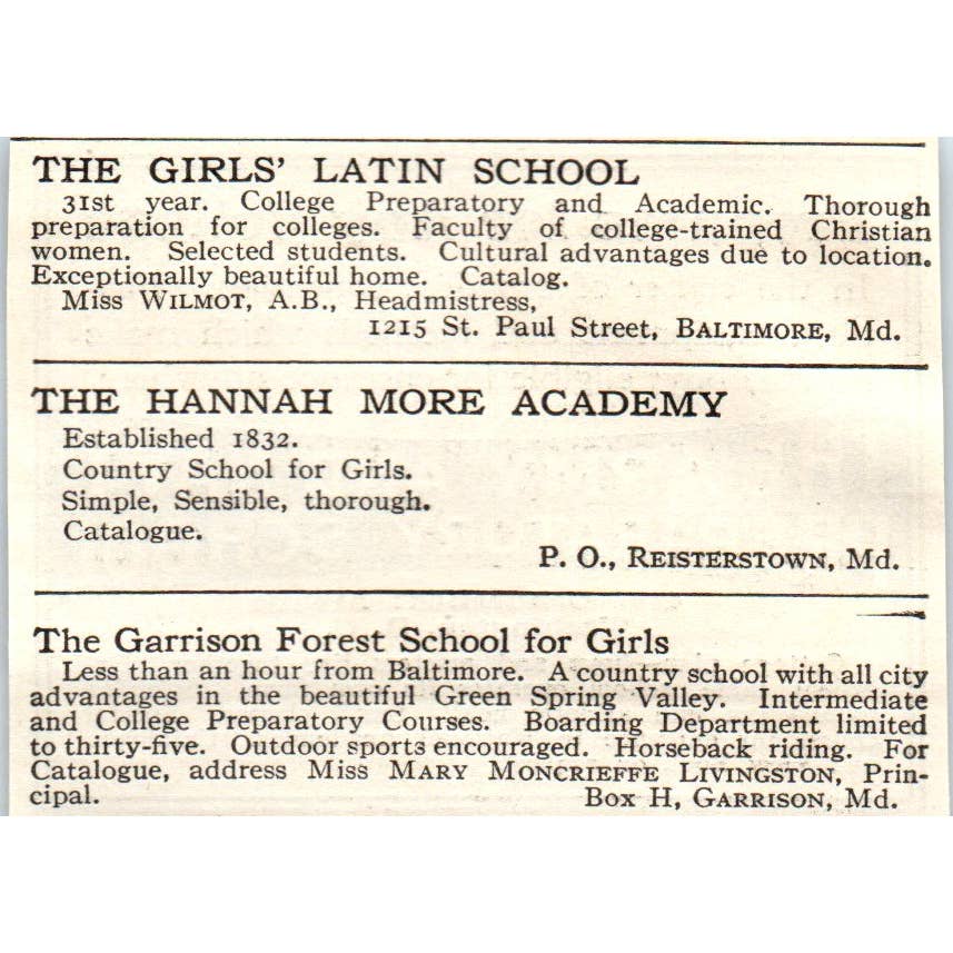 c1920 Harper's Ad - Army & Navy Preparatory School Washington DC EA3-1