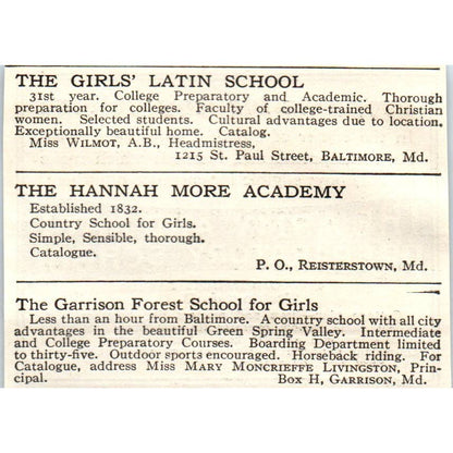 c1920 Harper's Ad - Army & Navy Preparatory School Washington DC EA3-1