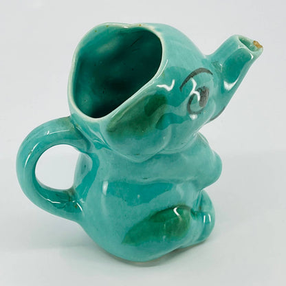 Vintage 1940s Hand Painted Teal Blue Elephant Creamer Pitcher 5.5” TB7