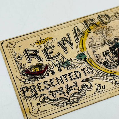 1860 Civil War Era Reward of Merit Award Card Teacher and Children AA2