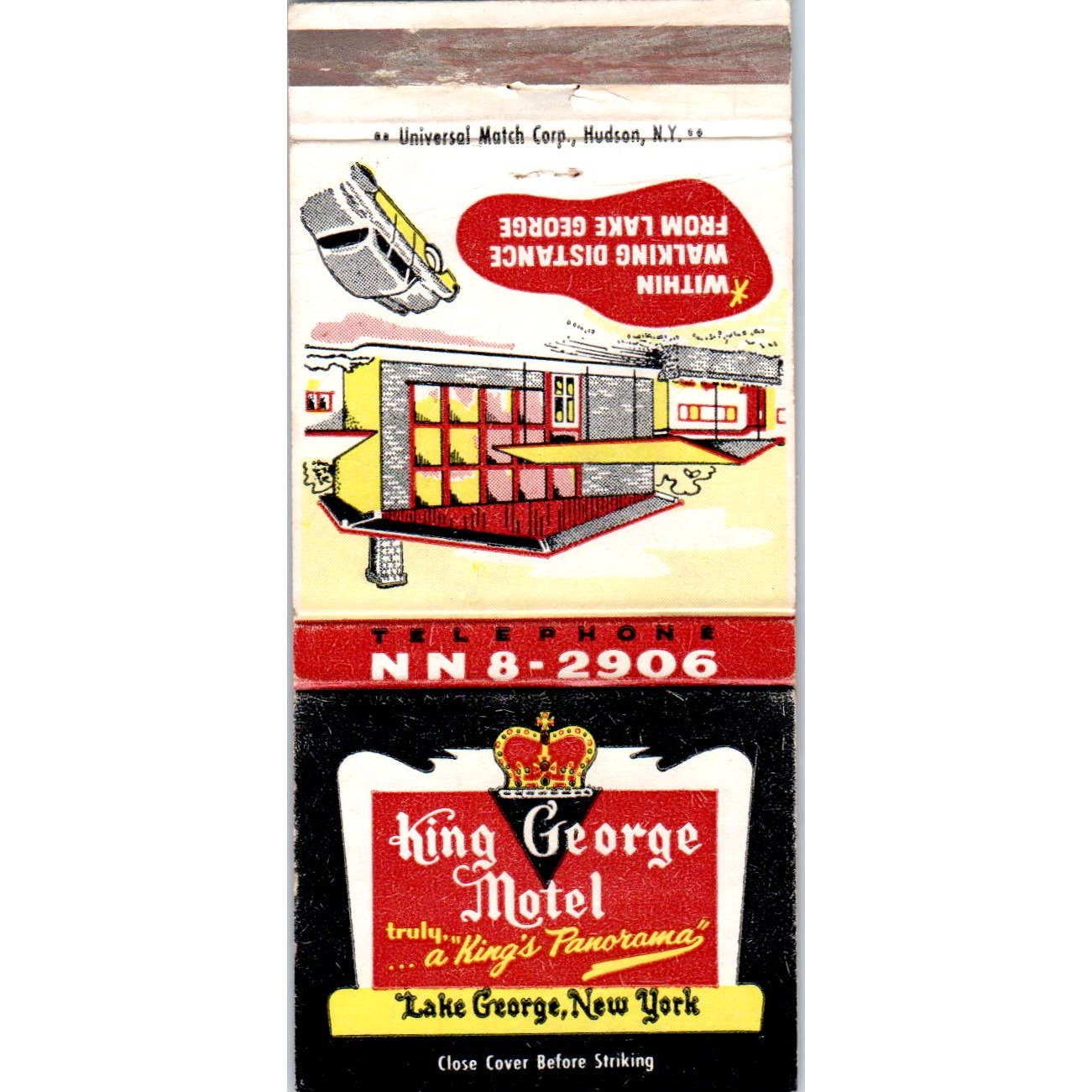 King George Motel Lake George NY Advertising Matchbook Cover SA1-M10