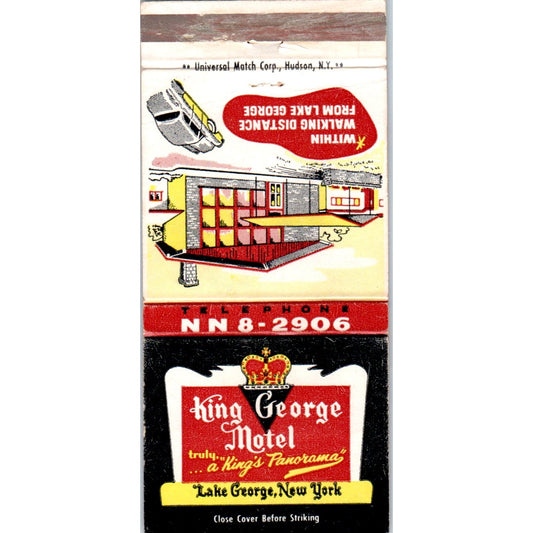 King George Motel Lake George NY Advertising Matchbook Cover MM9-6