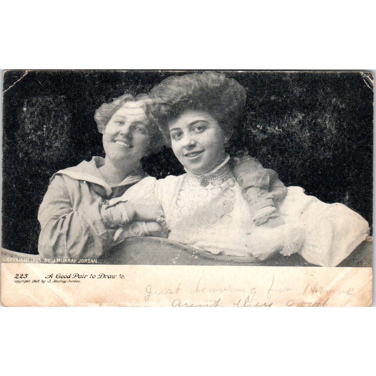 Antique Postcard RPPC Victorian Ladies A Good Pair to Draw To 1905 SE8