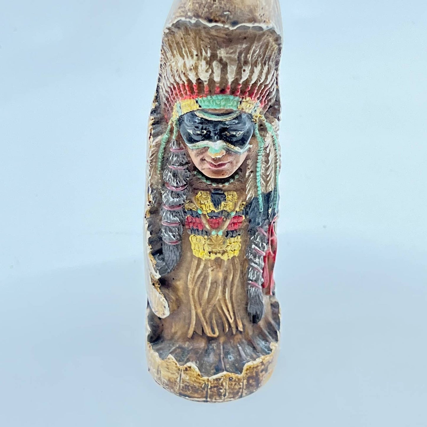 Vintage Native American Indian Figurine Resin Horn Material Carved 7” TE5