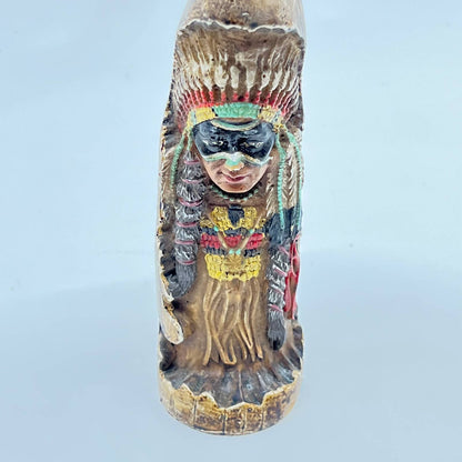 Vintage Native American Indian Figurine Resin Horn Material Carved 7” TE5