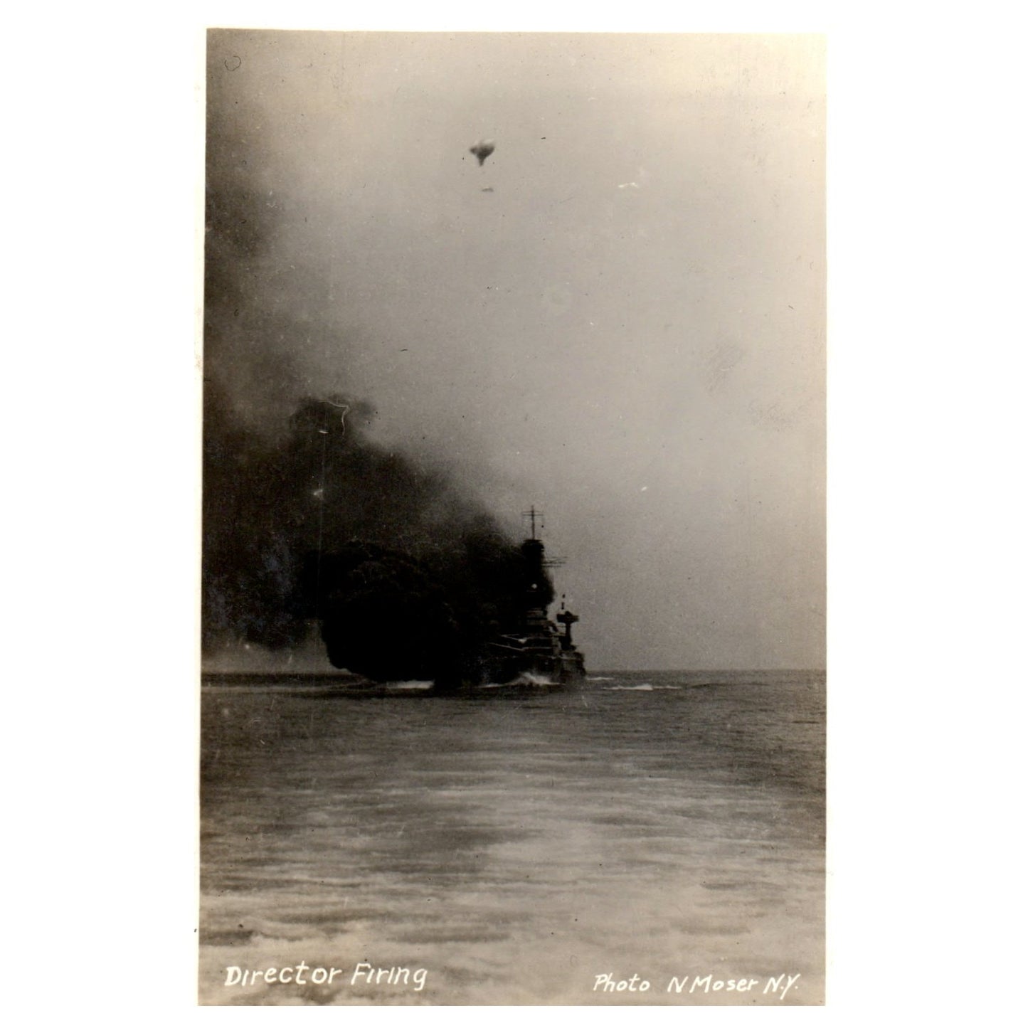 Director Firing Battleship - Original Postcard RPPC P3-6