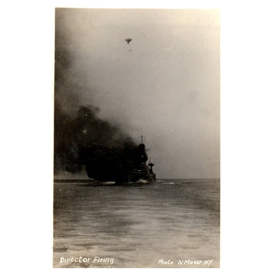 Director Firing Battleship - Original Postcard RPPC P3-6