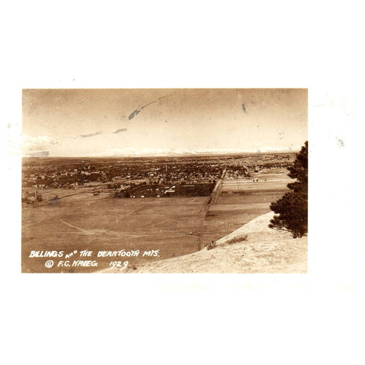 Billings & The Beartooth Mountains F.C. Krieg 1929 Original Postcard RPPC TJ8-4