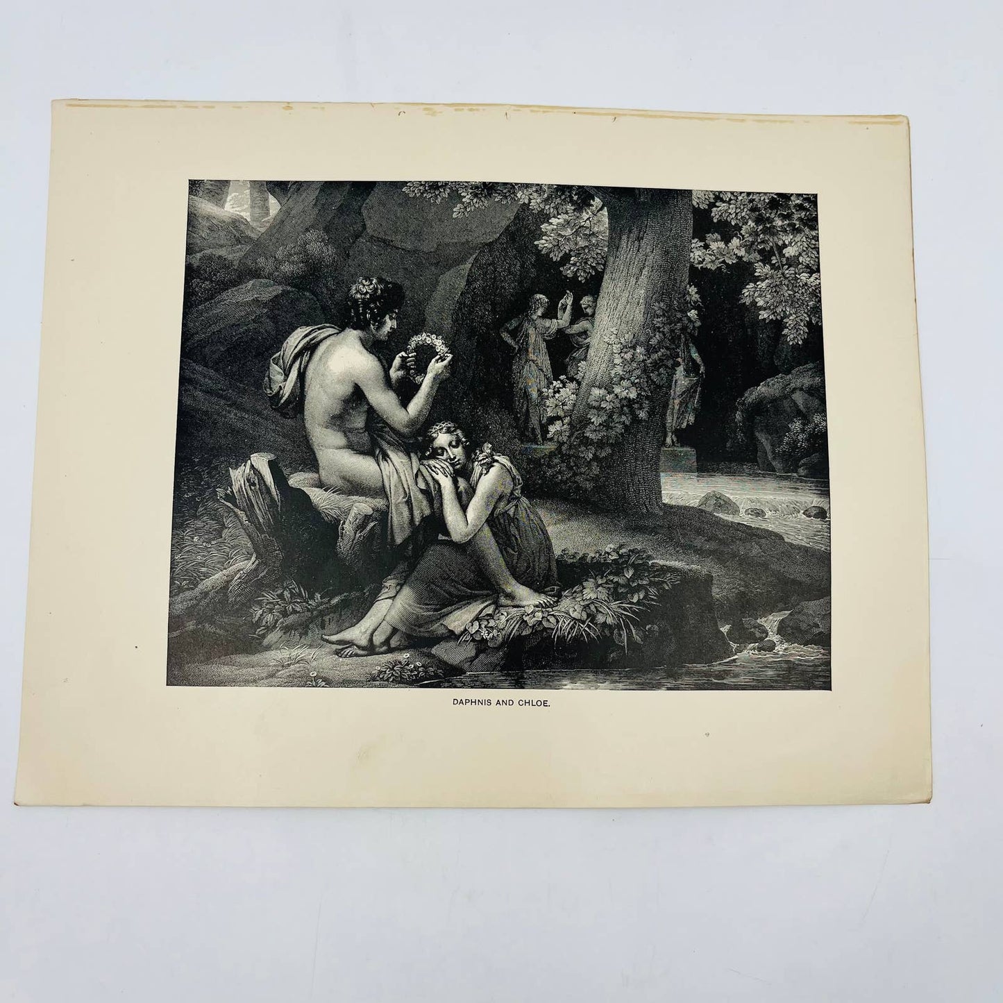 1880s Victorian Art Print Engraving DAPHNES AND CHLOE