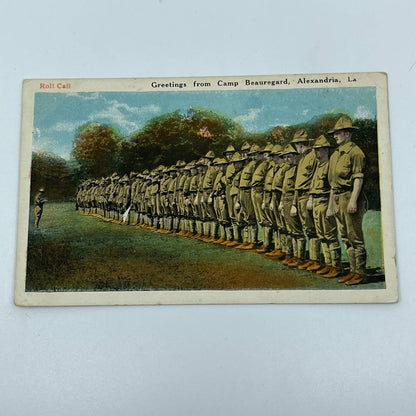 VTG Postcard WWI Roll Call Soldiers Attention Camp Beauregard Alexandria LA PA1