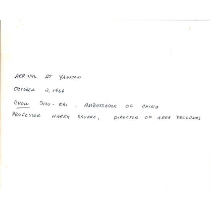 China Ambassador Chow Arrival at Yankton College 1966 Original Photo 8x10 TK1-P6