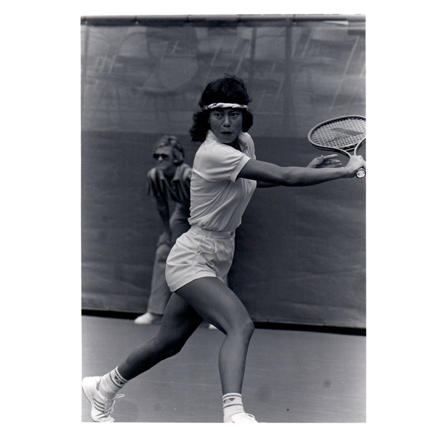 1985 Original Press Photo Women's Tennis Hu Na US Open ~5x7" AD2-7