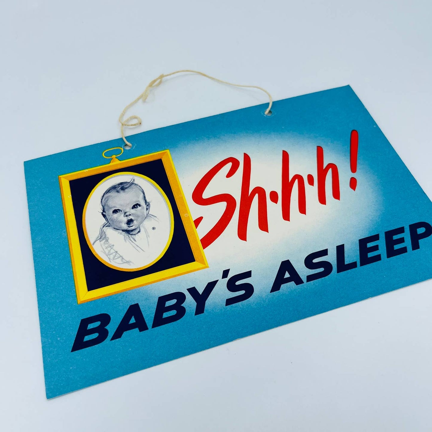 Vintage 1960s Gerber’s Baby Food SHHH! BABY'S ASLEEP Door Sign Advertisement C1