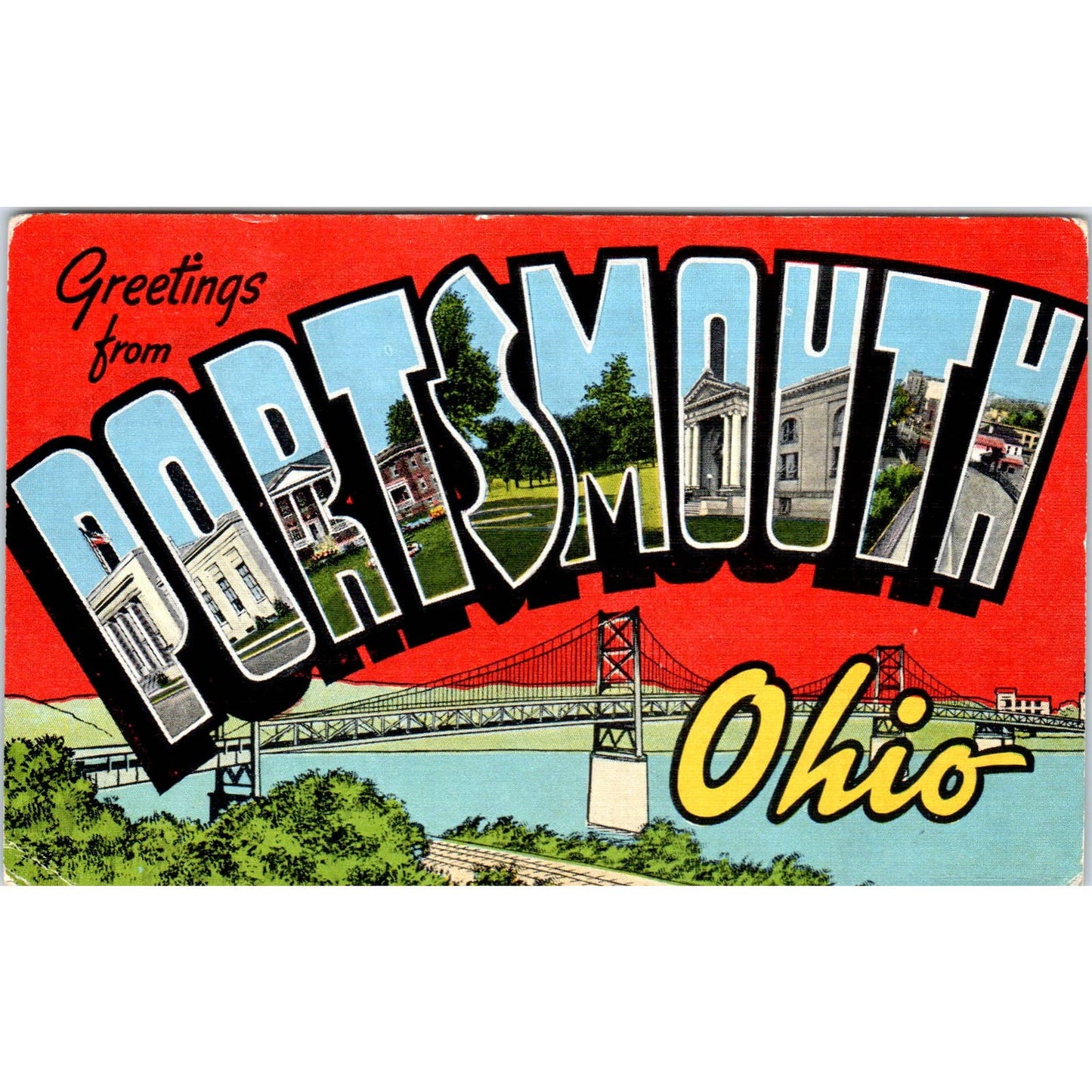Vintage Postcard Greetings From Portsmouth OH TD8-O2