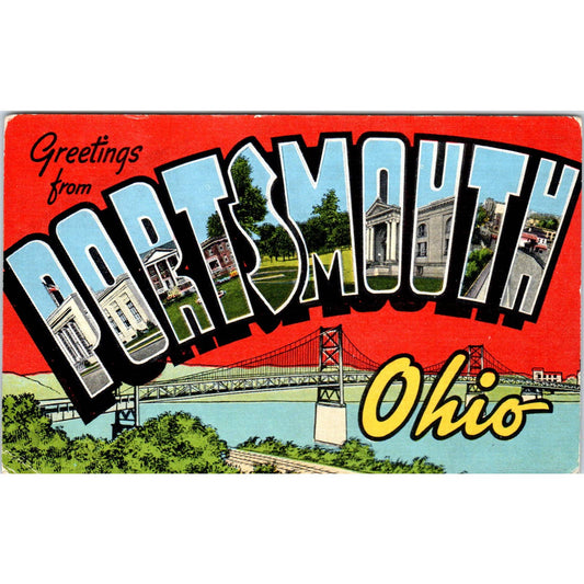 Vintage Postcard Greetings From Portsmouth OH TD8-O2