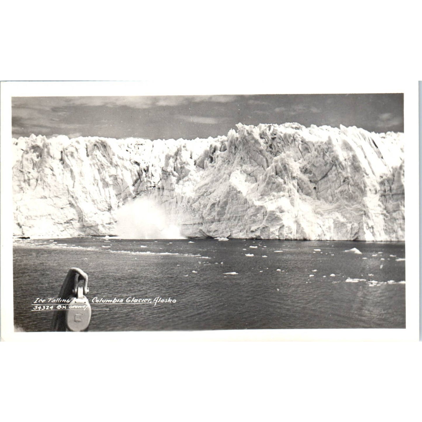 Ice Falling from Columbia Glacier RPPC Alaska Original Postcard TK1-30