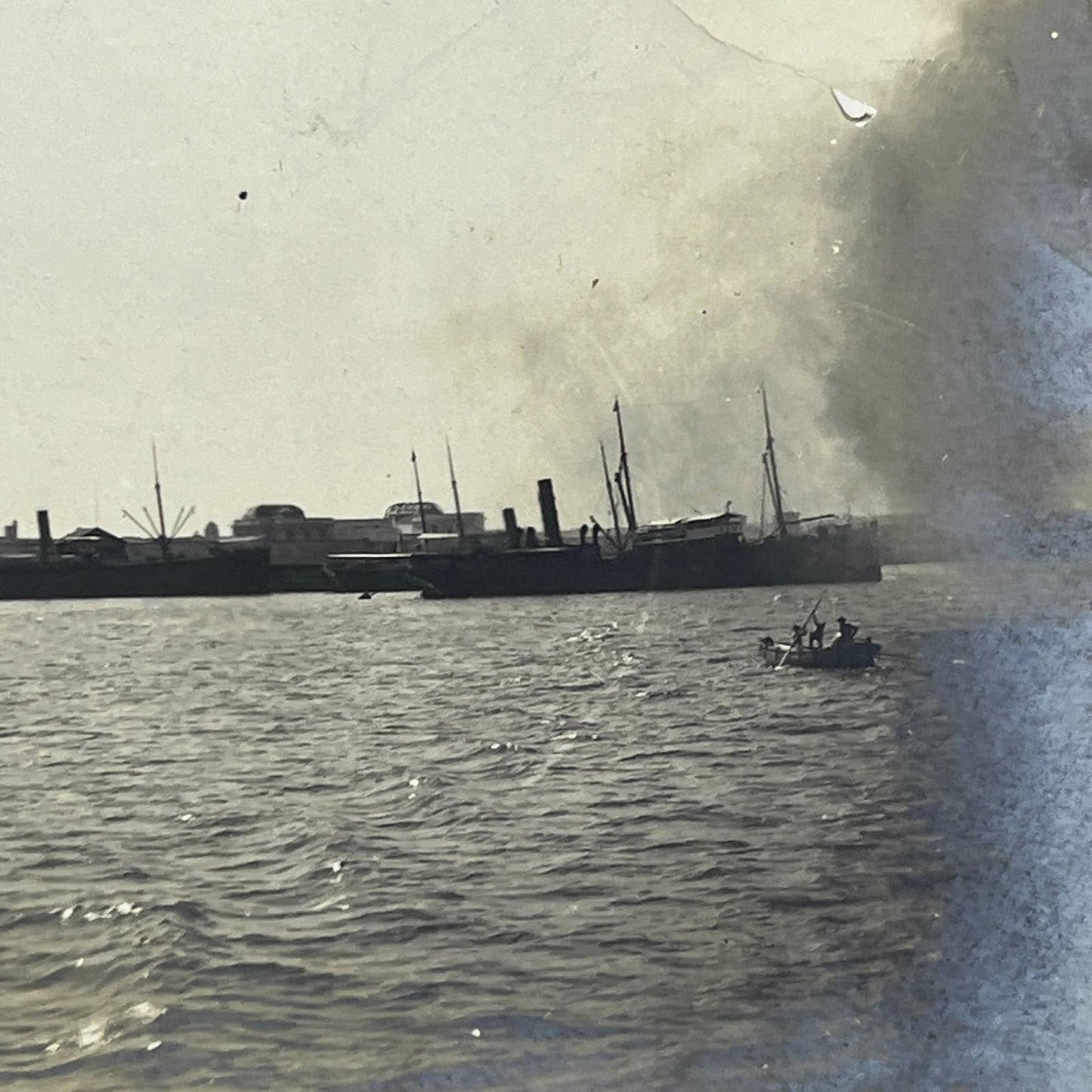 1903 Original Sepia Photograph Ships in Veracruz Harbor Mexico AC7