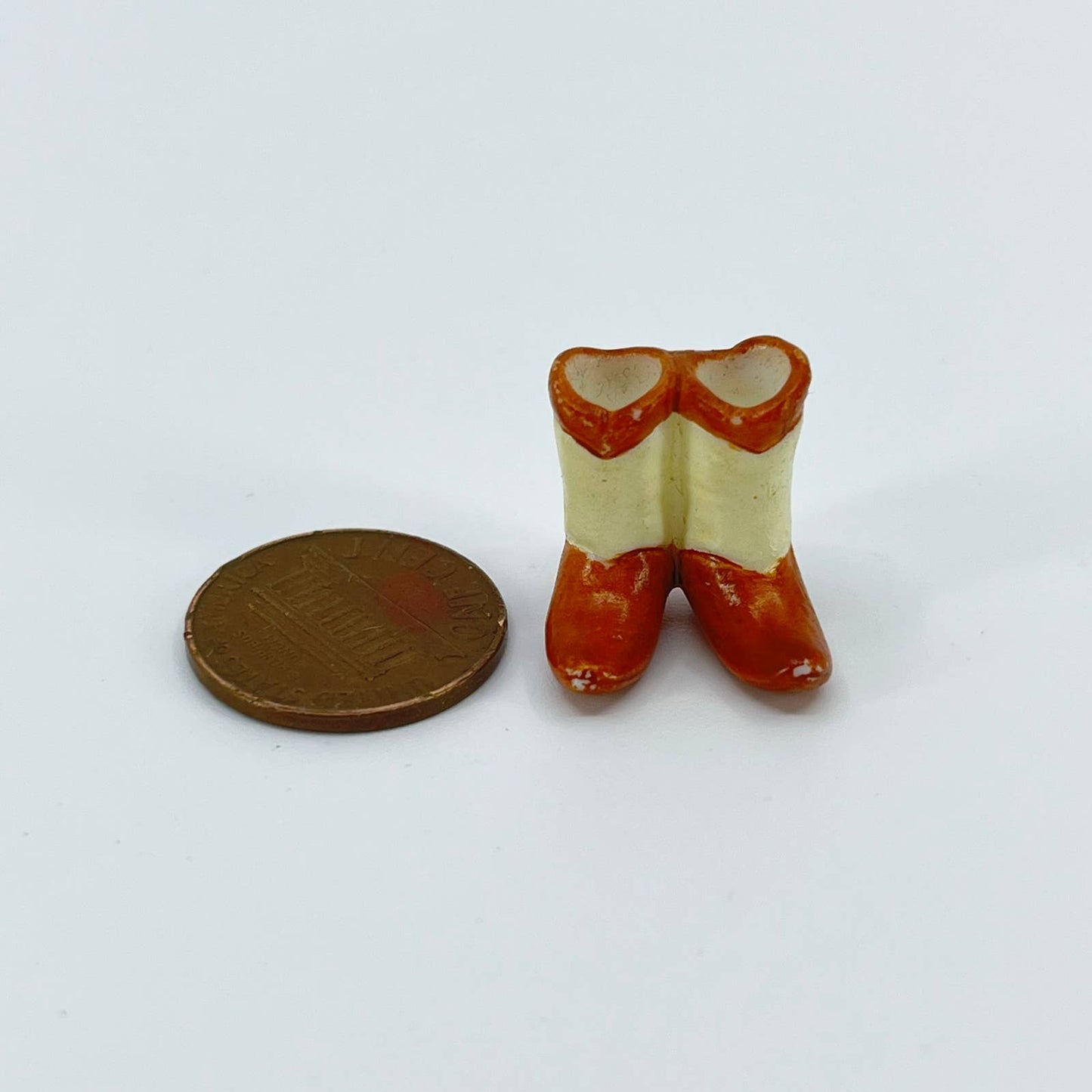 Vintage Miniature Ceramic Hand Painted Cowboy Boots Dollhouse Accessory SD2