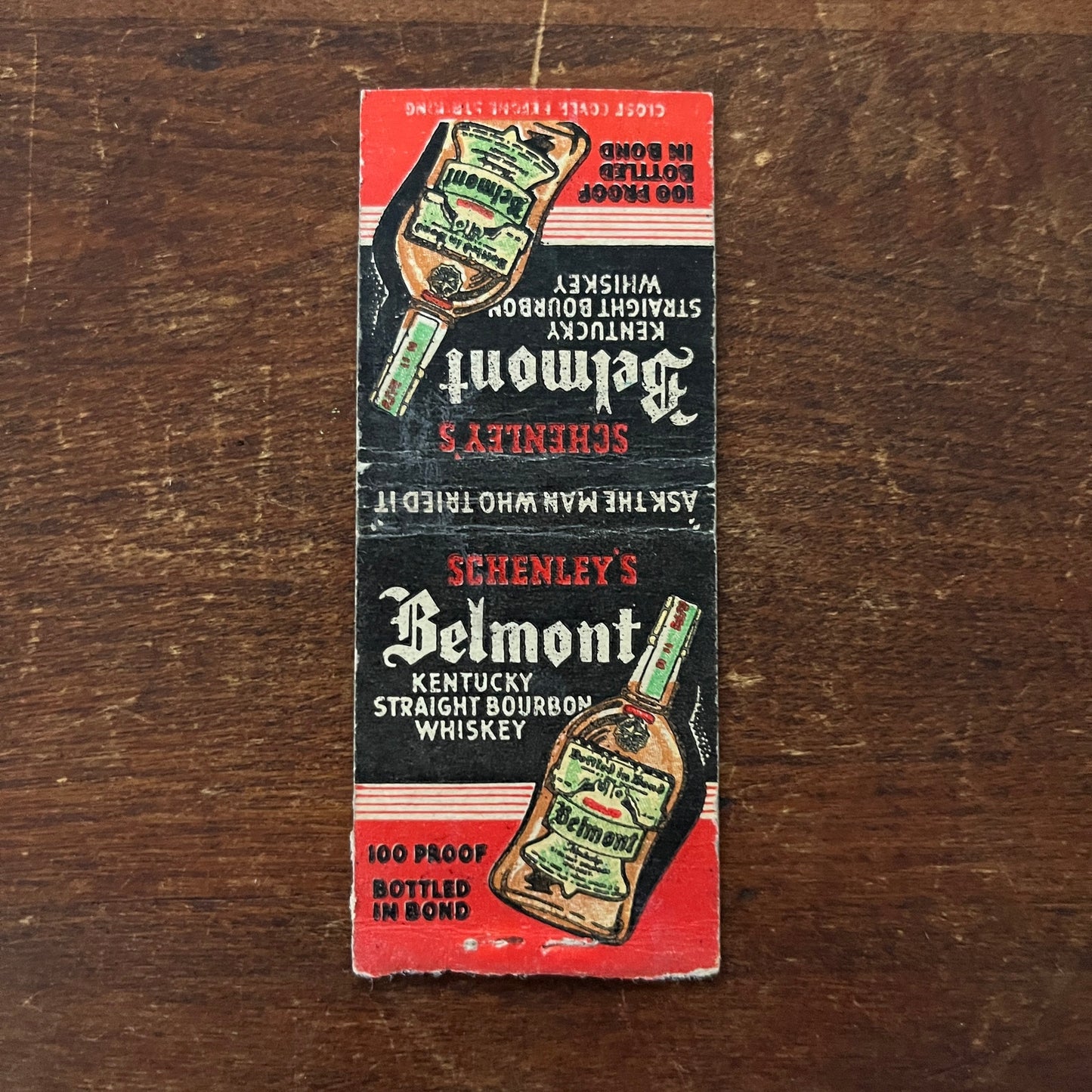 Belmont Kentucky Straight Bourbon Whiskey Advertising Matchbook Cover MM11-8
