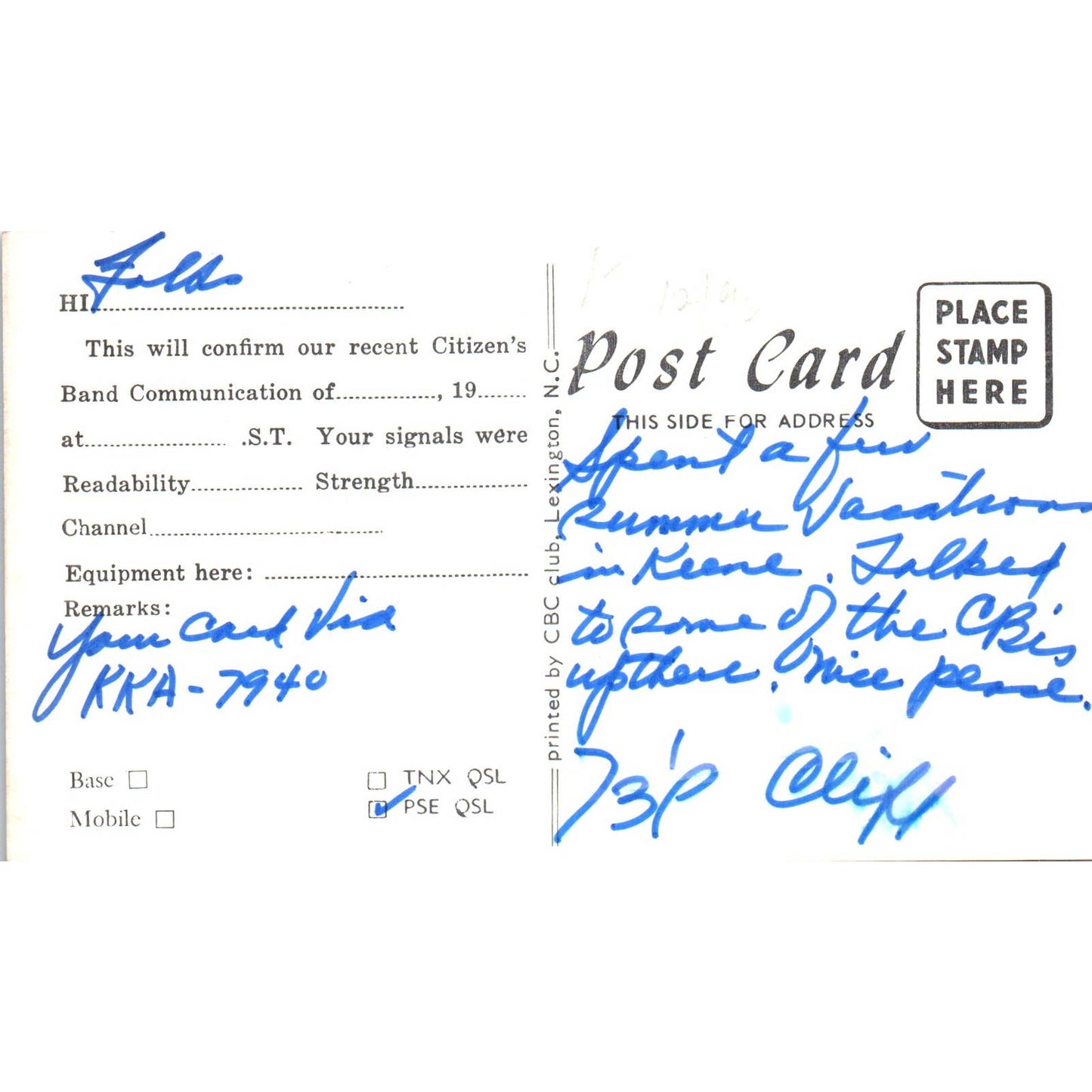 Vintage QSL Ham Radio Card Cliff Batten Fairfield Connecticut SE5