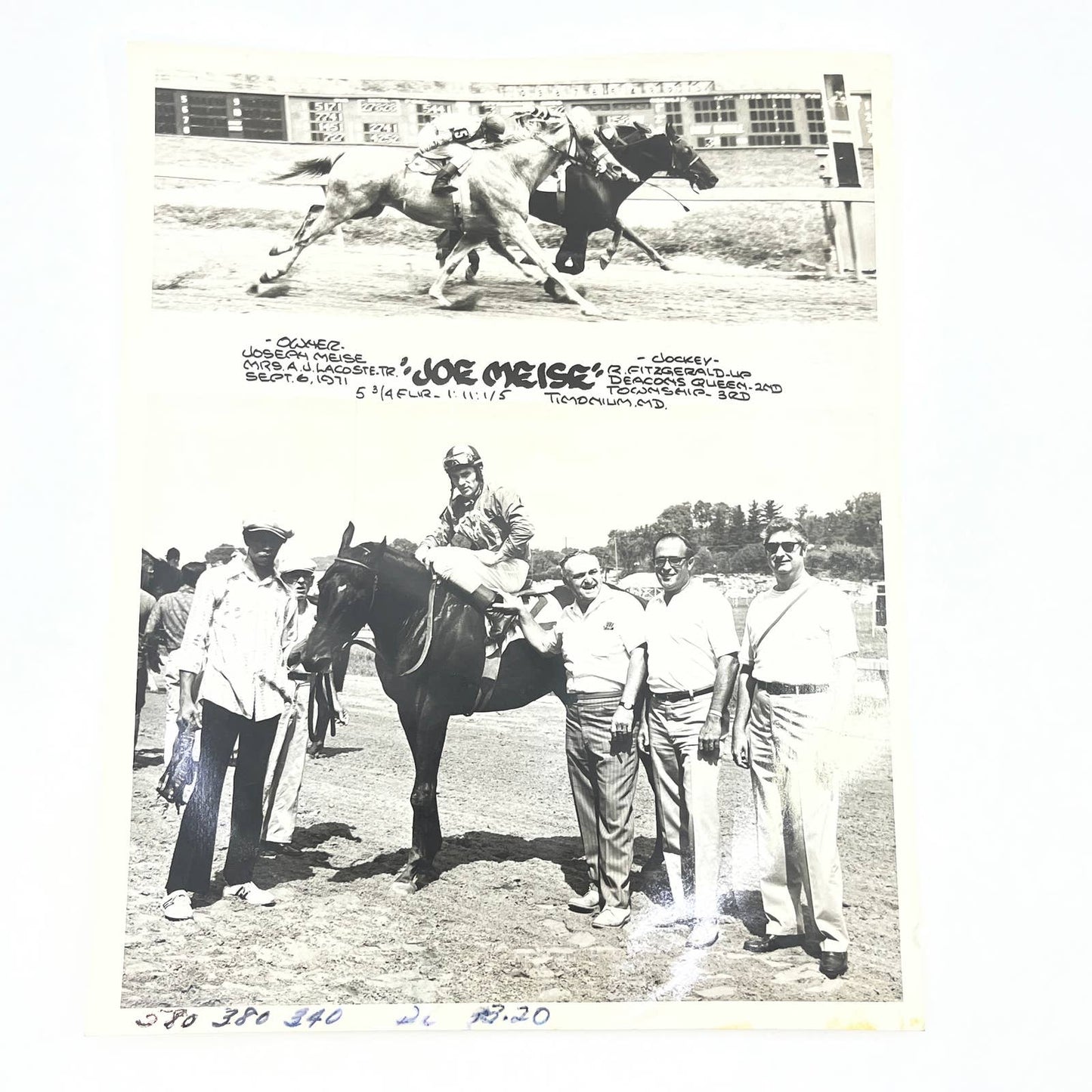1971 Original Horse Race Winner Photo Joe Meise Jockey R Fitzgerald Timonium AC5