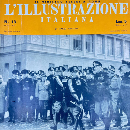 WWII L'ILLUSTRAZIONE ITALIANA 31 March 1940 Mussolini Cover Italian FL3