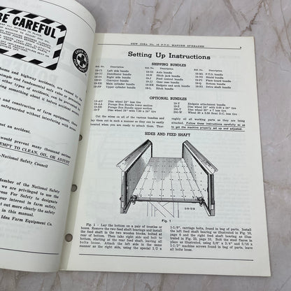 Vintage New Idea Operator's Manual No. 19 Power Take-Off Manure Spreader TJ9
