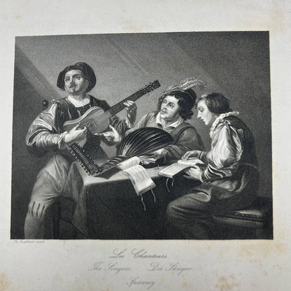 1864 Original Steel Art Engraving - The Singers Th. Rombouts 8.5x11" AC3