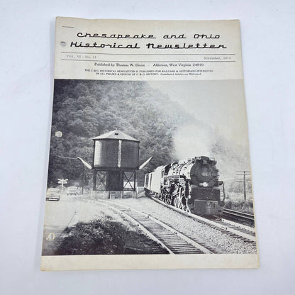 1974 Nov Chesapeake and Ohio Historical Newsletter C&O RR Thomas Dixon WV TE2