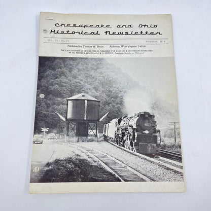 1974 Nov Chesapeake and Ohio Historical Newsletter C&O RR Thomas Dixon WV M1-2