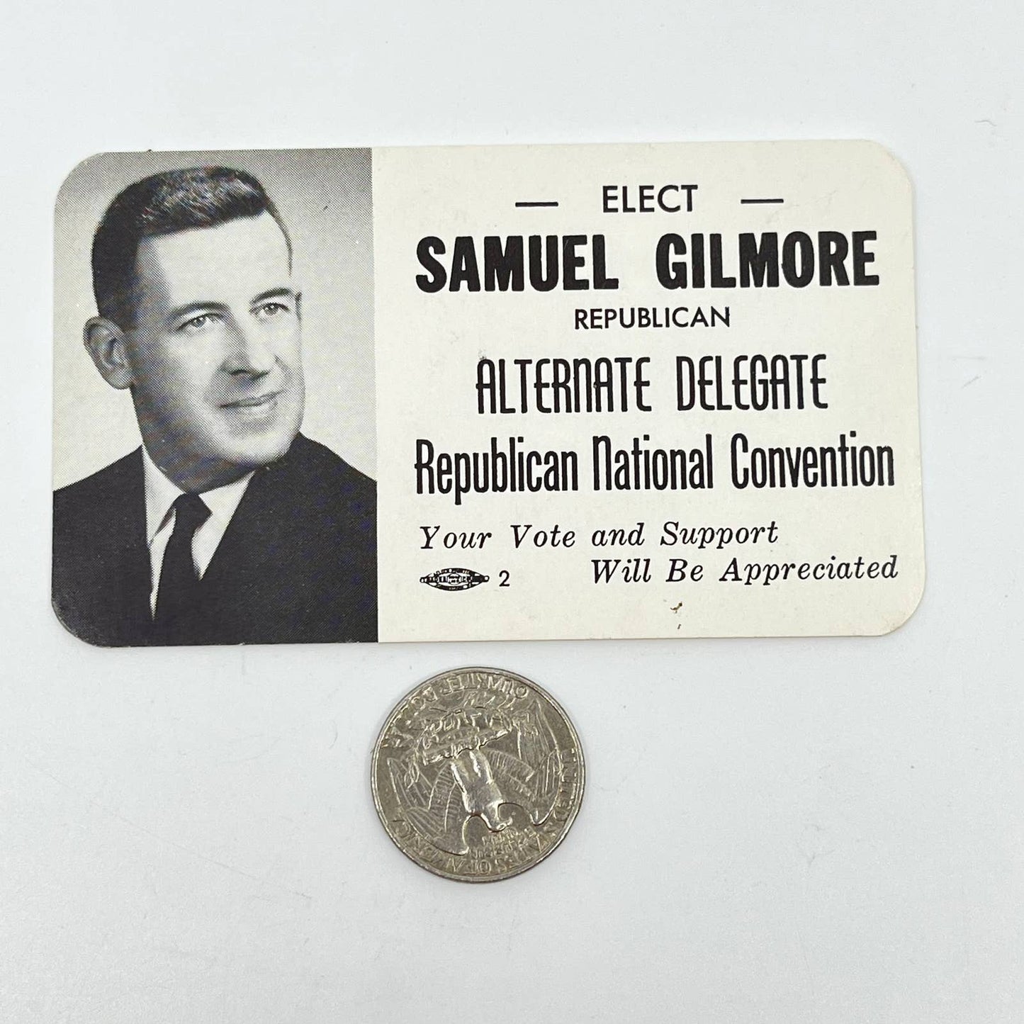 1960s Political Ad Card Samuel Gilmore Alternate Delegate Republican RNC SC3