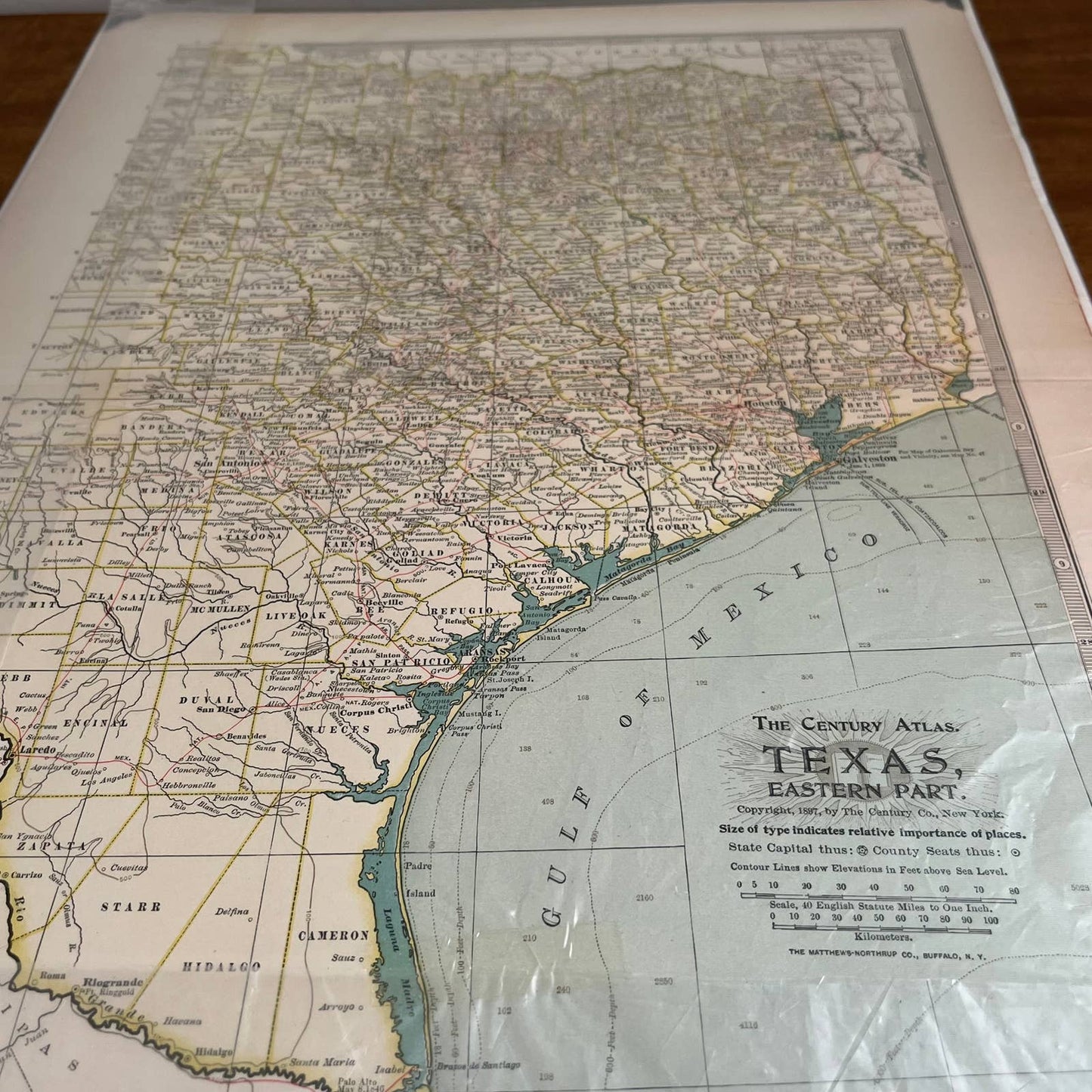 Antique 1897 The Century Atlas Map of TEXAS SET OF 2 Engraved 12.5 x 17” FL5