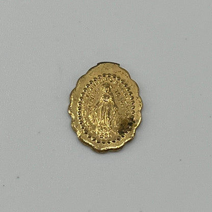 Vintage Tiny Gold Tone Virgin Mary Relic Catholic Christian SA1