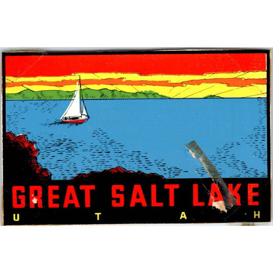 1960s Great Salt Lake Utah Souvenir Decal Sticker 2.5x4" SE5