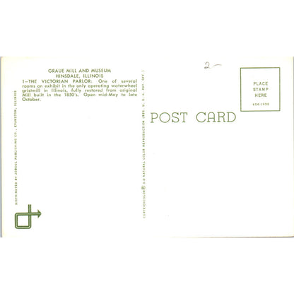 Graue Mill & Museum Hinsdale IL Victorian Parlor Original Postcard PB7