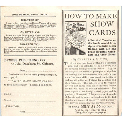 1920s Advertising Leaflet How to Make Show Cards Byxbee Publishing Chicago SE4